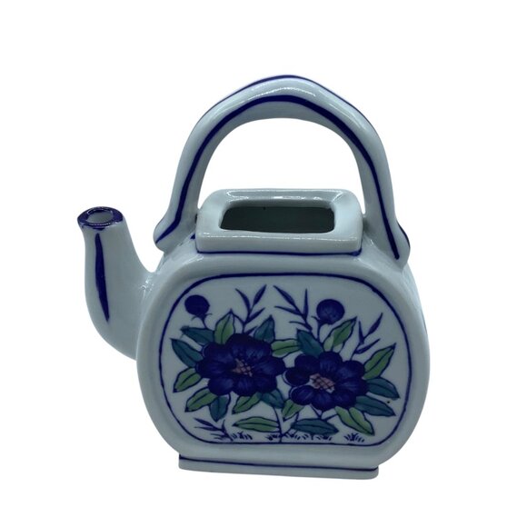 Vintage Chinese Porcelain Cobalt Floral Blue White Teapot - Picture 3 of 8